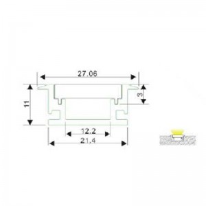 Perfil de aluminio 27x11mm para empotrar en suelo impermeable (Barra 2ml)