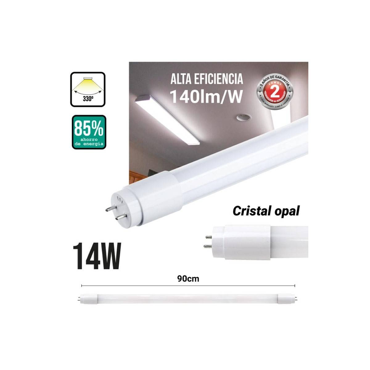 Tubo LED T8 90cm 14W cristal opal
