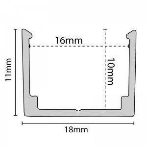 Perfil flexible de aluminio 16x10 para fundas de silicona