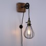 Aplique de pared colgante vintage "PENDOL" polea y enchufe