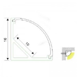 Perfil de aluminio superficie 16x16 para rincón