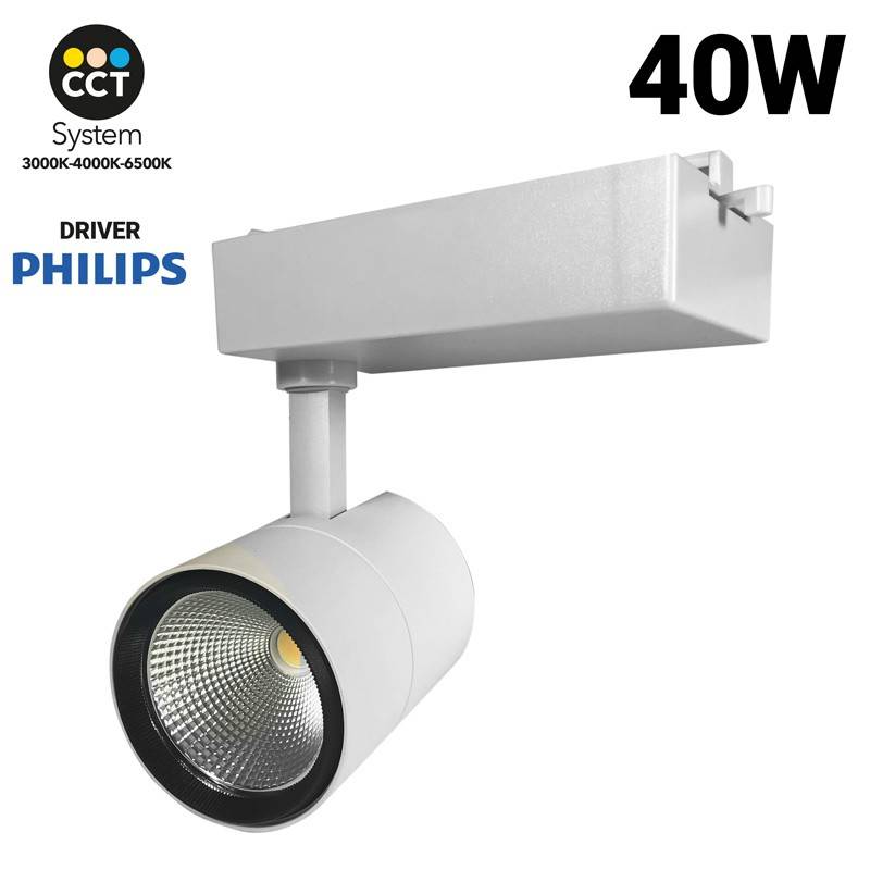 Foco proyector LED CCT 40W PHILIPS Driver 3600lm para carril monofásico
