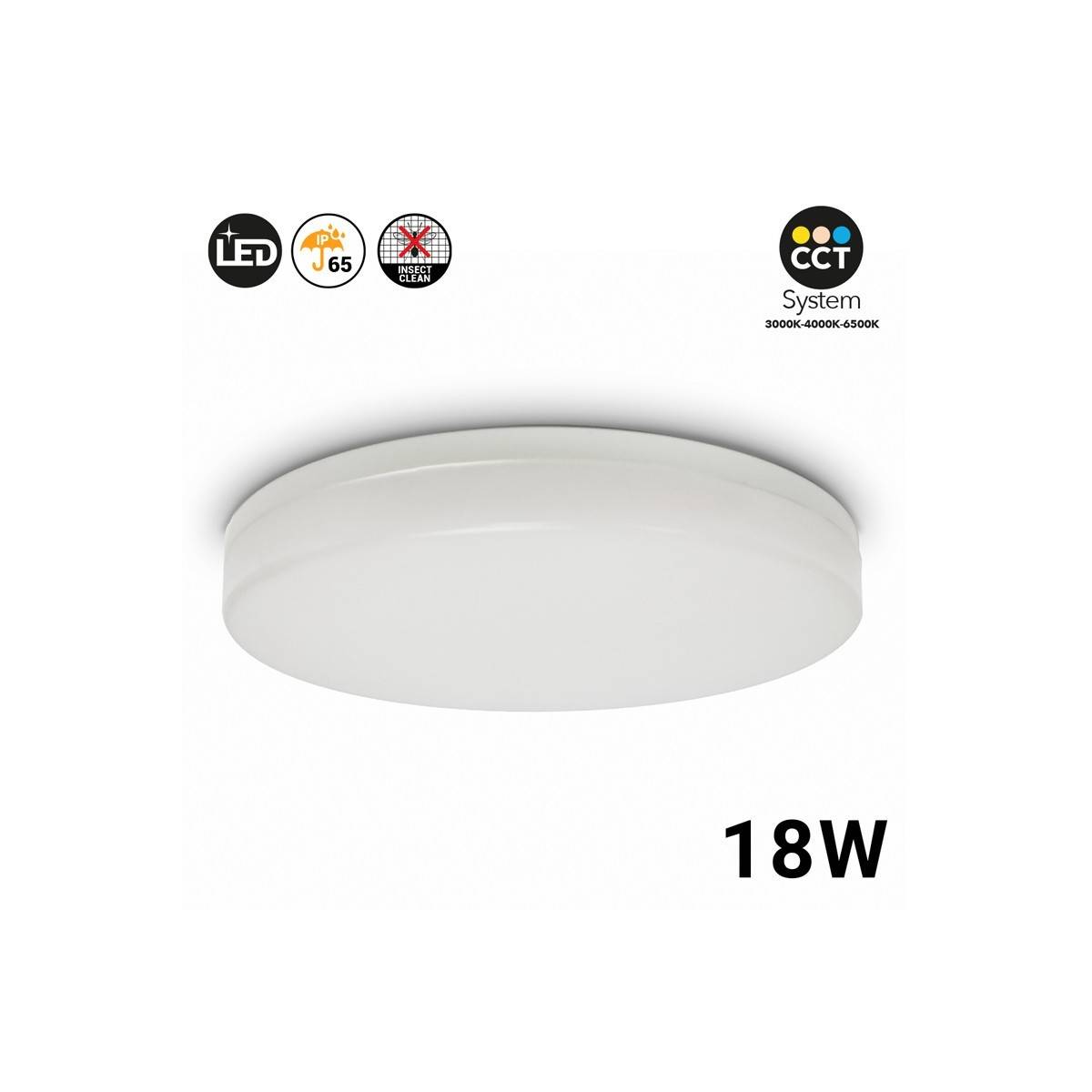 Plafón LED de superficie circular 18W