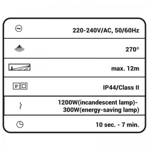 Sensor de movimiento infrarrojo PIR de Esquinas IP44