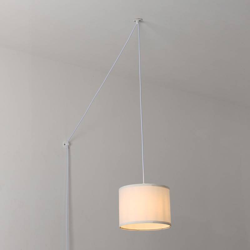 Lámpara colgante con polea y pantalla de tela "KIM" Lámpara colgante con polea y pantalla de tela "KIM"