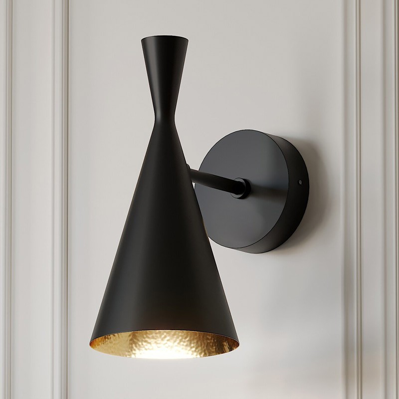 Aplique de pared interior orientable color negro y dorado - art deco estilo nórdico