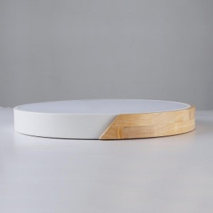 Plafón LED DE TECHO Circular 35W Blanco y Madera CCT ø408x50mm