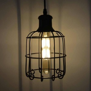 Lampara Vintage tipo jaula, Tarabilla Lamp colgante en negro