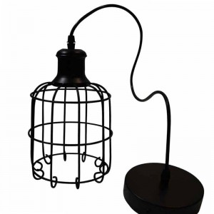 Lámpara tipo jaula Vintage de colgar, Tarabilla Lamp en negro