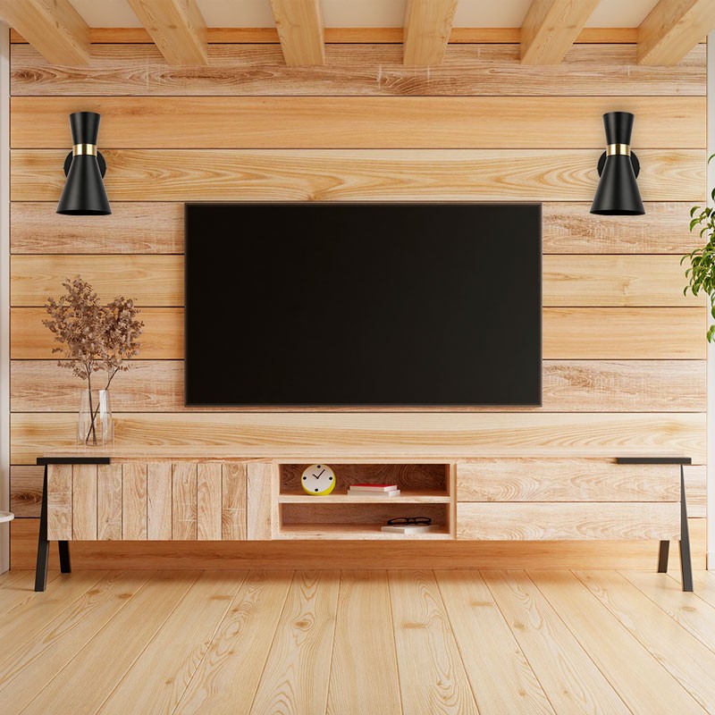 Aplique de pared interior en color negro y dorado estilo nórdico "Melissa" de 29x25cm Aplique de pared interior en color negro y dorado estilo nórdico "Melissa" de 29x25cm