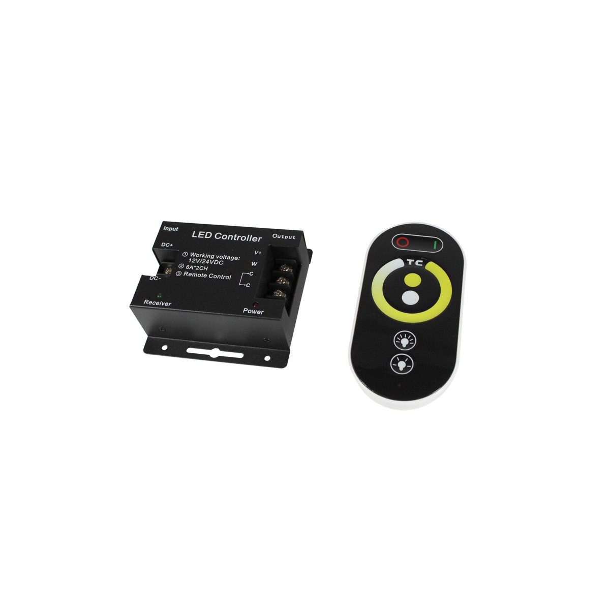 Controlador / regulador de temperatura de color y mando RF para tira LED CCT 12/24V-DC 16A