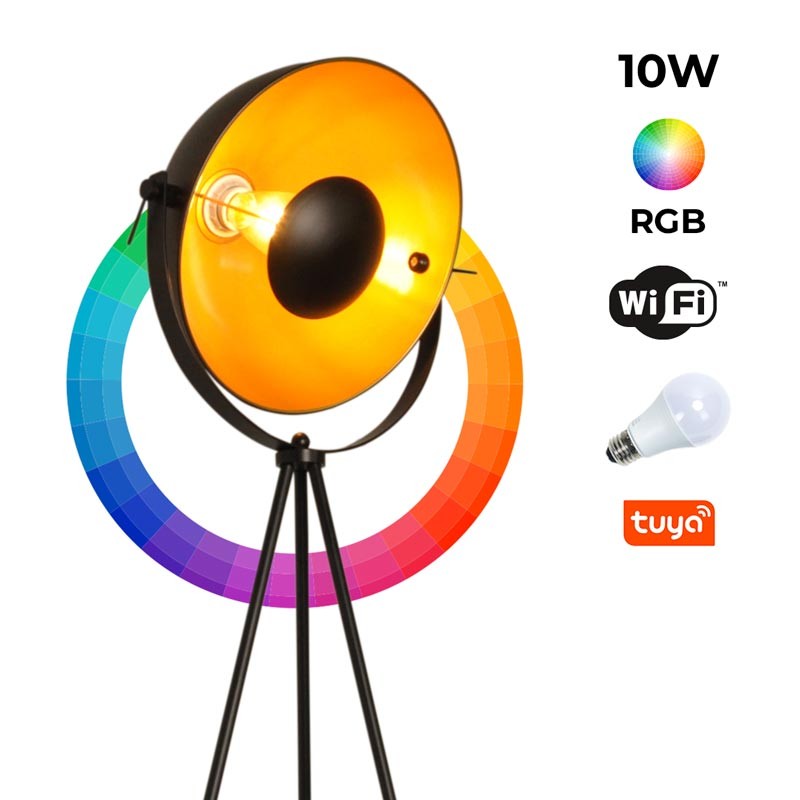 Lámpara de pie vintage RGBW con trípode "GALILEN" 10W con WIFI