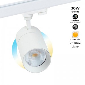 Proyector para carril Trifásico LED 30W Regulable CCT - CRI-80 - IP20