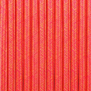 Cabo eléctrico rosa e amarelo coberto de tecido feito com seda