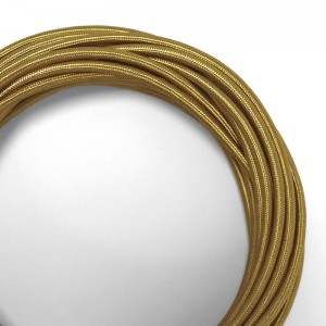 Cable eléctrico redondo en tejido de seda color Dorado