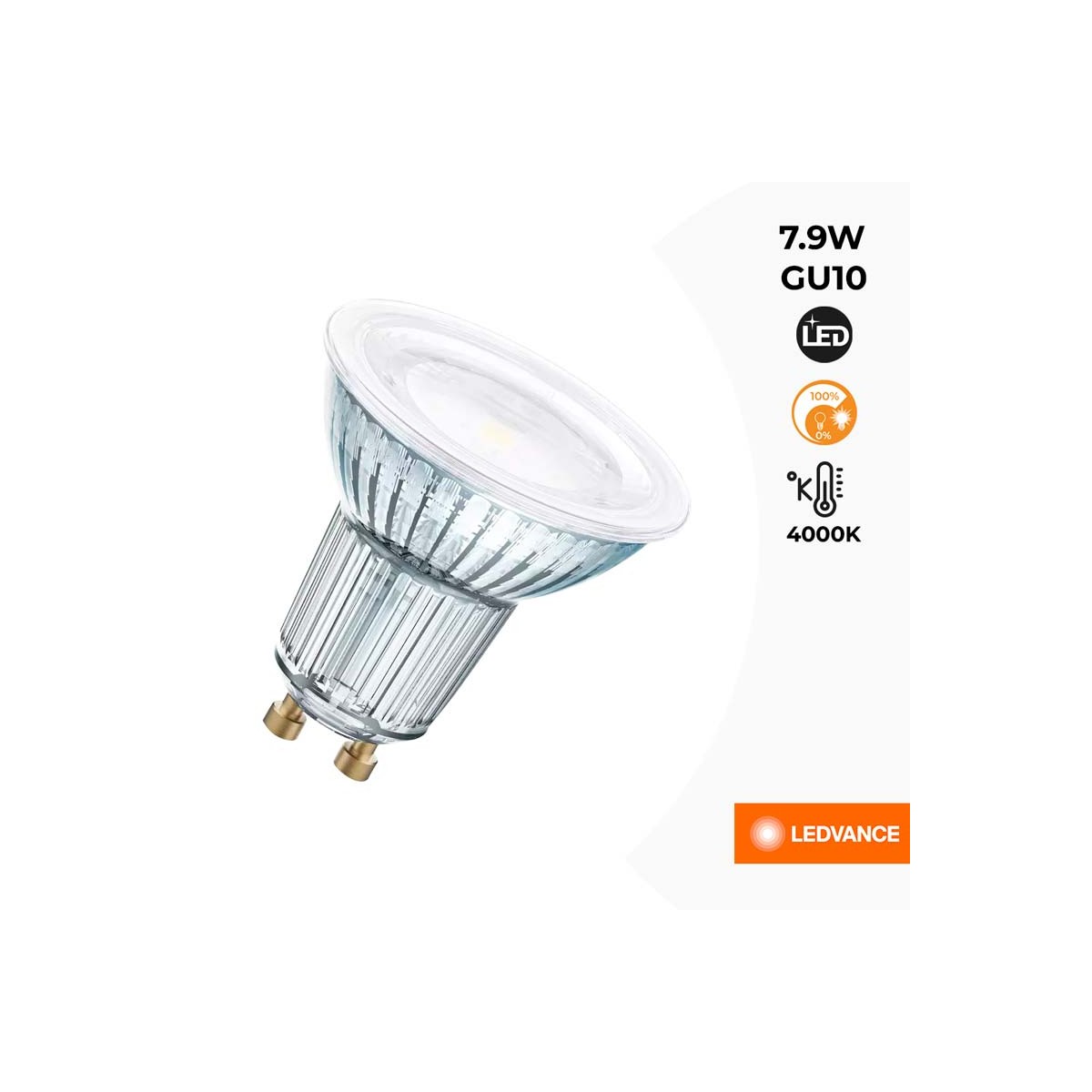 Bombilla PARATHOM DIM PAR16 80 GU10 120° 7,9W 4000K