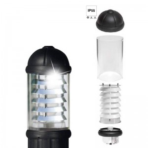 FAROL BOLARDO SAURO FUMAGALLI NEGRO CON DIFUSOR DE ALUMINIO, PORTALAMPARAS E27, 1100MM ALTO