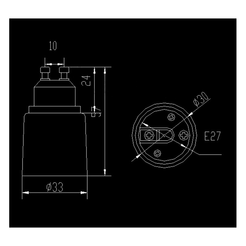 Adaptador casquillo de bombilla E27 a GU10 - Cablematic