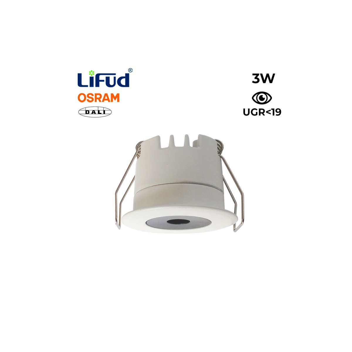Downlight LED MINI empotrable 3W Bajo UGR con Driver Lifud Dali