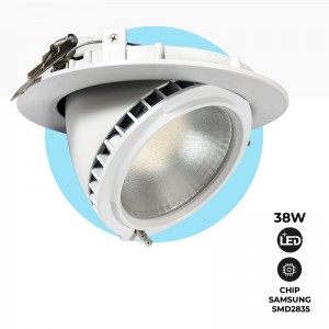 Downlight LED circular c basculante 38W 3640lm 60º corte Ø170mm