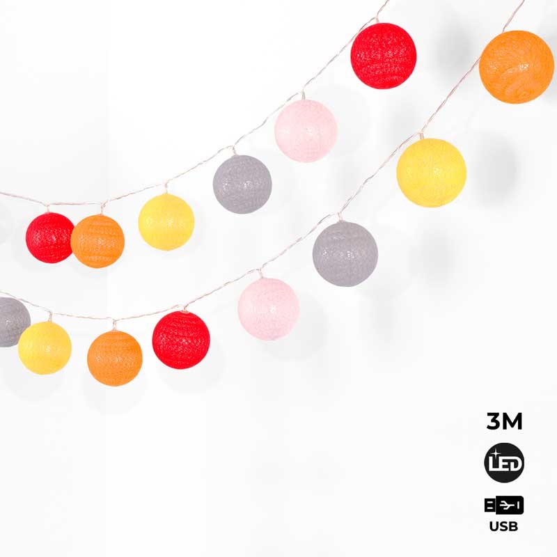 Guirnalda String 24 bolas 3 metros USB