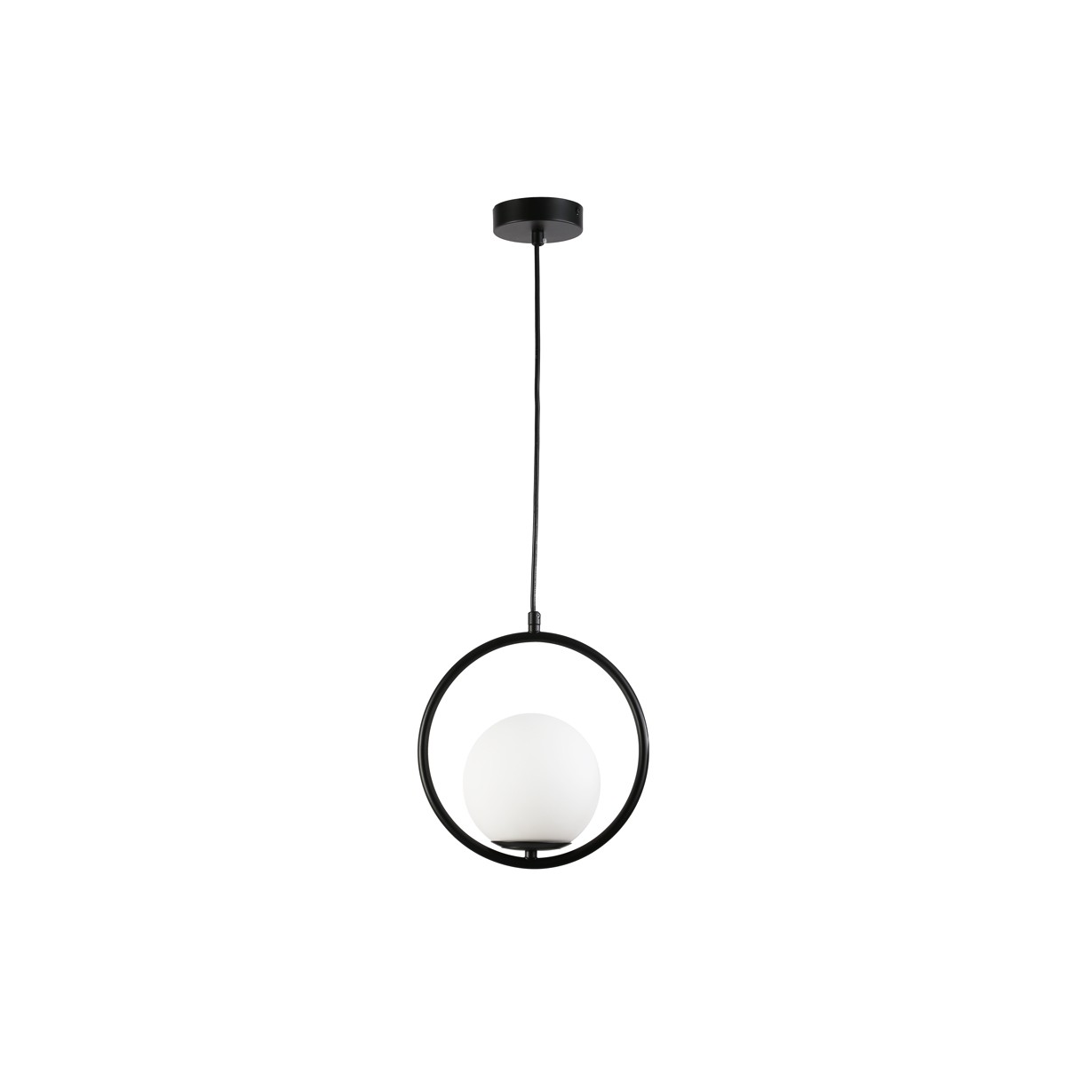 Lámpara de techo colgante negra con bola de cristal