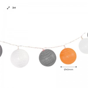 Guirnalda LED bolas de algodón 20 Bolas con USB 3m-IP44-4cm