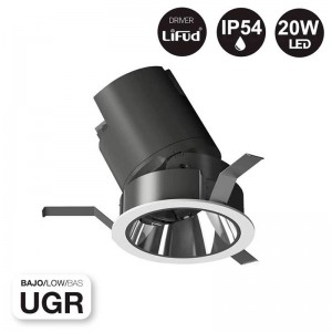 Foco LED empotrable Bajo UGR ajustable 20W COB IP54
