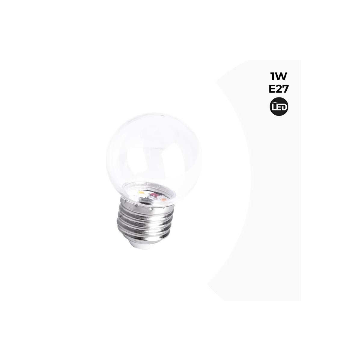 Bombilla LED E27 1W Transparente