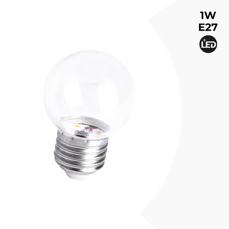 Bombillas LED E27 1W Transparente ideal para Guirnaldas