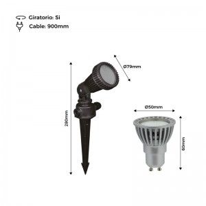 KIT Estaca de jardín + Bombilla GU10 LED 5W en verde