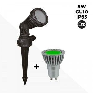 KIT Estaca de jardín + Bombilla GU10 LED 5W en verde