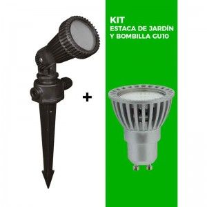 KIT Estaca de jardín + Bombilla GU10 LED 5W en verde