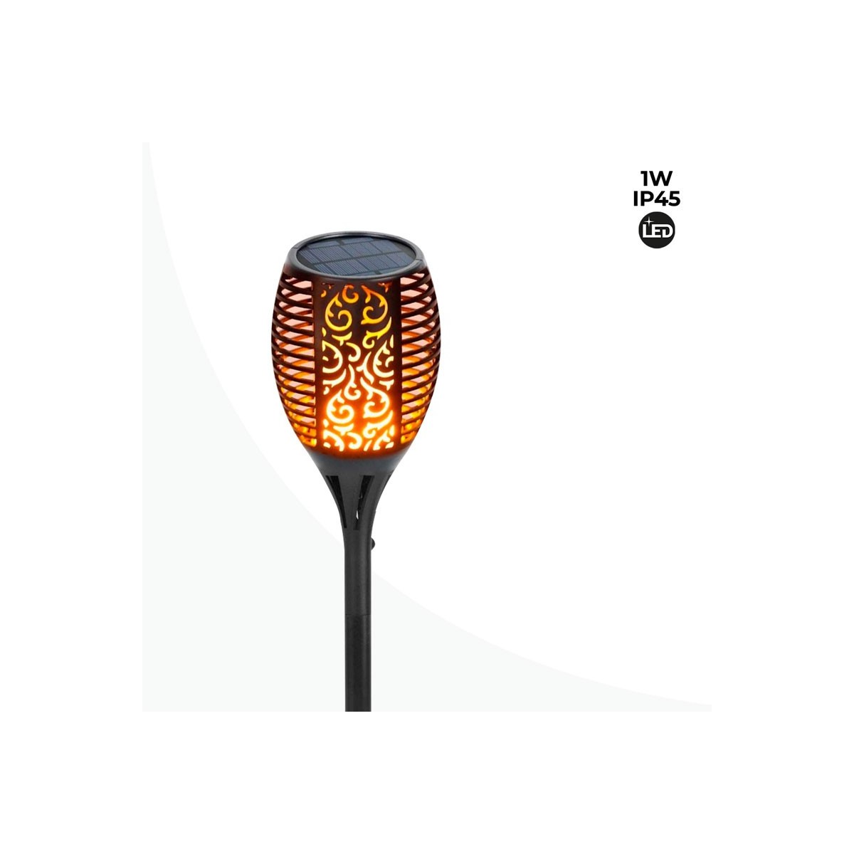 Antorcha solar LED con bombilla efecto fuego y Panel solar - IP65