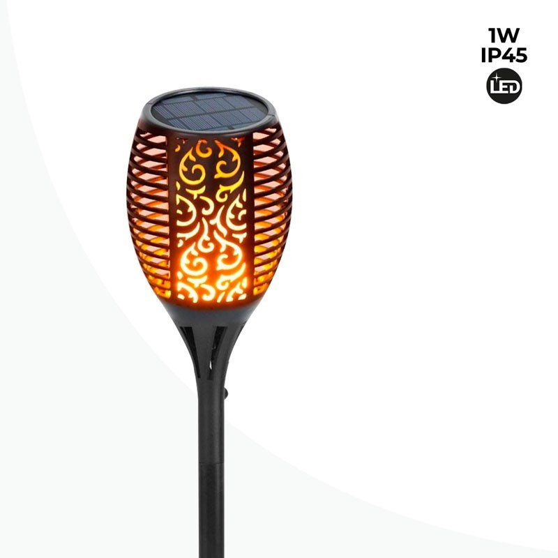 Antorcha solar LED con bombilla efecto fuego y Panel solar - IP65