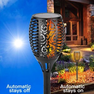 Antorcha solar LED con bombilla efecto fuego y Panel solar - IP65