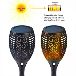 Antorcha solar LED con bombilla efecto fuego y Panel solar - IP65