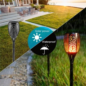 Antorcha solar LED con bombilla efecto fuego y Panel solar - IP65