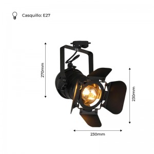 Foco carril monofásico orientable Cinema - E27