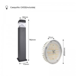 Bolardo para caminos FUMAGALLI ESTER con Casquillo GX53 10W 1200lm CCT