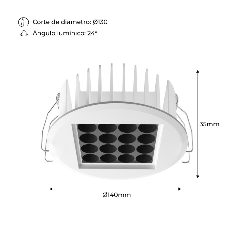 Downlight Led 18W 24º UGR18 Chip Osram