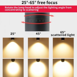 Foco LED de carril monofásico CCT 25W COB apertura regulable 25-65º