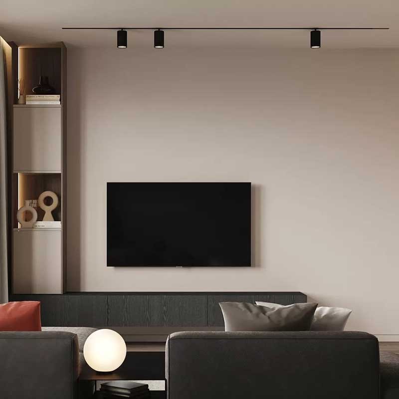 Foco plástico carril monofásico para bombillas GU10 Negro Foco plástico carril monofásico para bombillas GU10 Negro