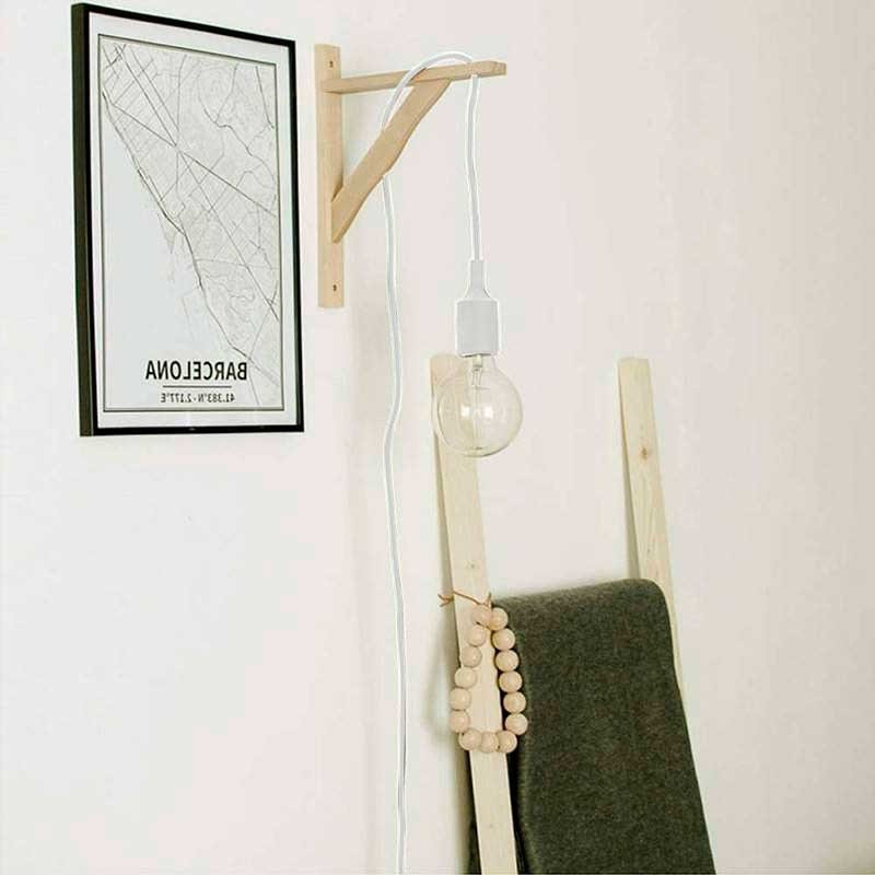 Aplique de pared nórdico "YOJO" escuadra de madera y colgante de silicona Aplique de pared nórdico "YOJO" escuadra de madera y colgante de silicona