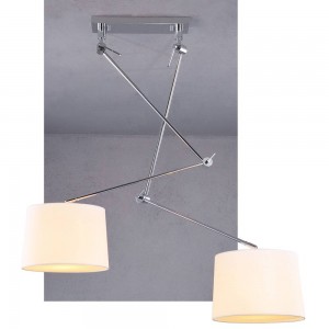LÁMPARA COLGANTE DOBLE ARTICULADA CROMADO BRILLANTE
