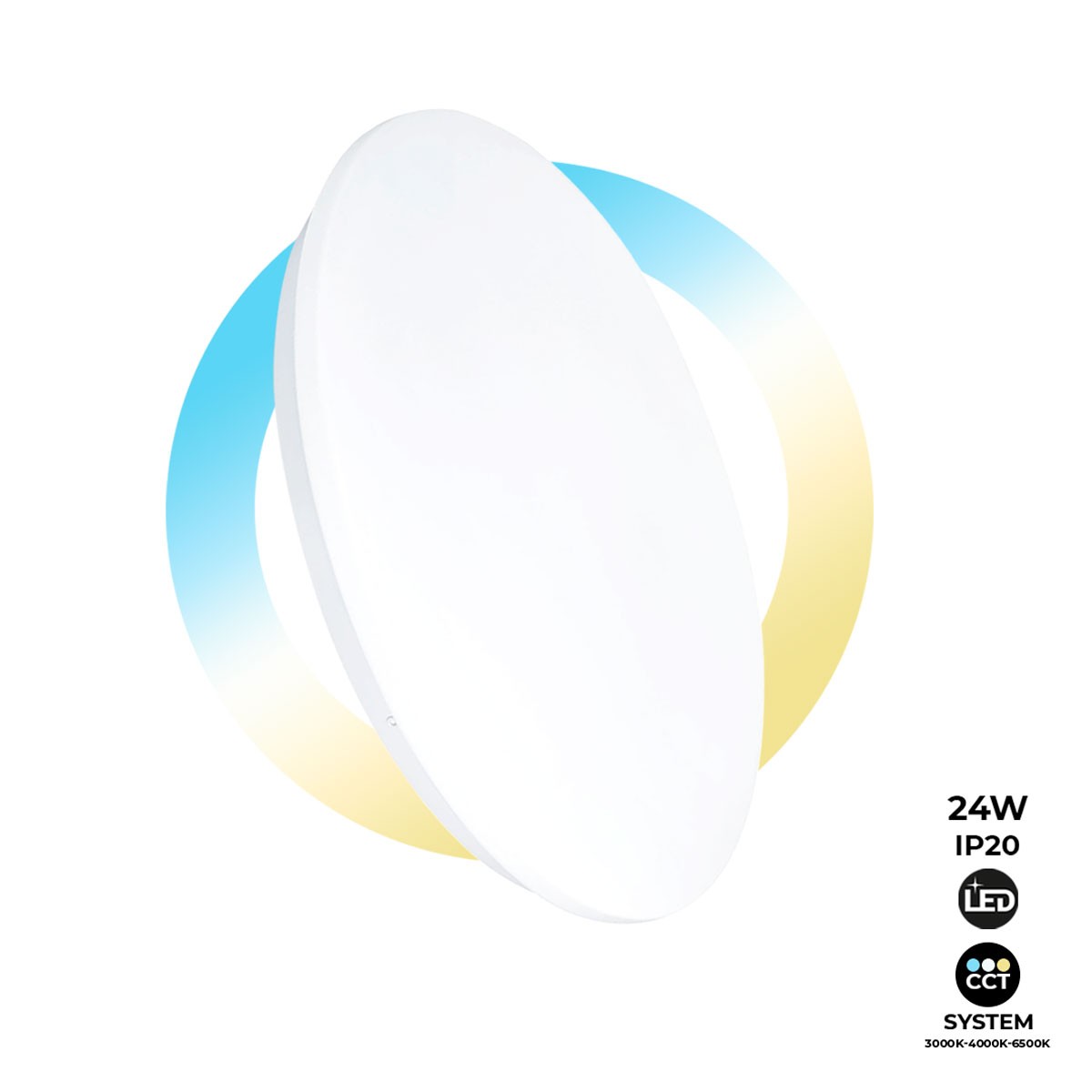 Plafón de techo LED BASIC 24W de superficie circular IP20