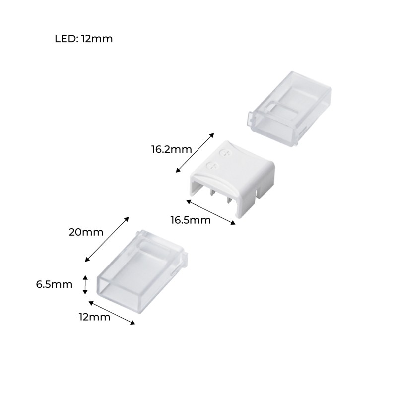 Conector Intermedio con Cable para Tira LED IP68 12mm 2Pin • IluminaShop