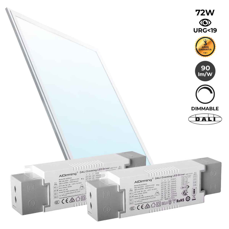 Panel LED Dimmable DALI empotrable 120x60cm 72W 6500LM UGR19 Panel LED Dimmable DALI empotrable 120x60cm 72W 6500LM UGR19