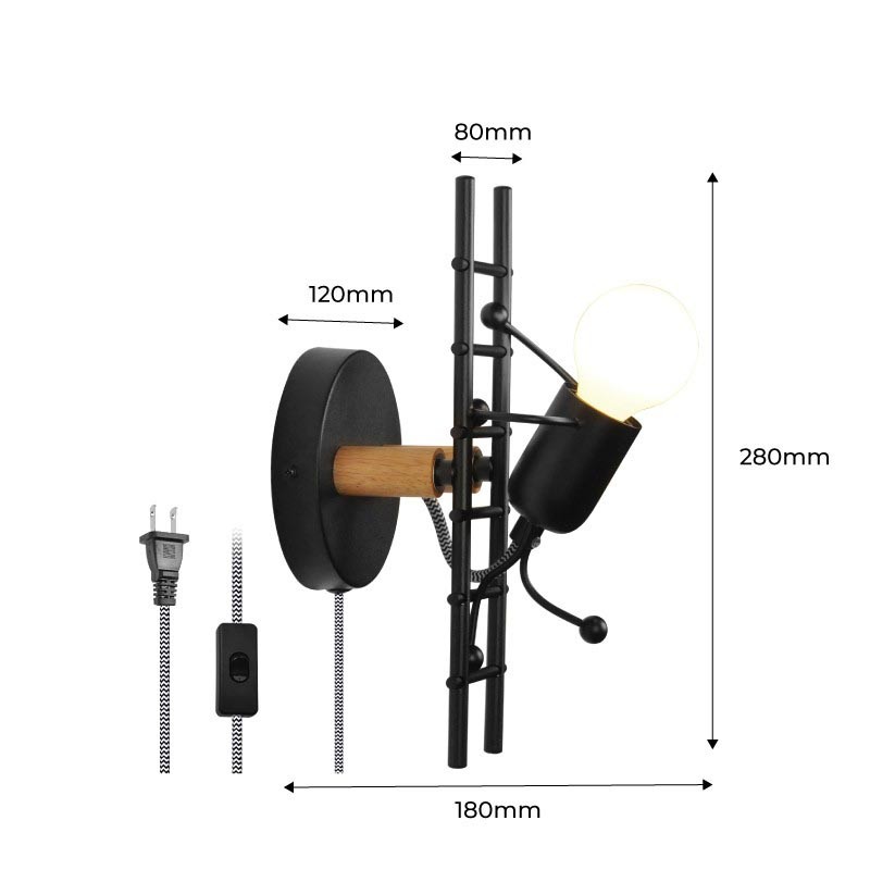 Apliques de Pared Decorativos Doll Ladder con Enchufe y Interruptor