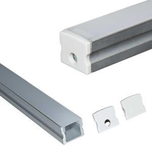 Perfil de aluminio empotrable para tira LED con difusor- 4 clips - 2 tapas  - 36x28mm - 2 metros